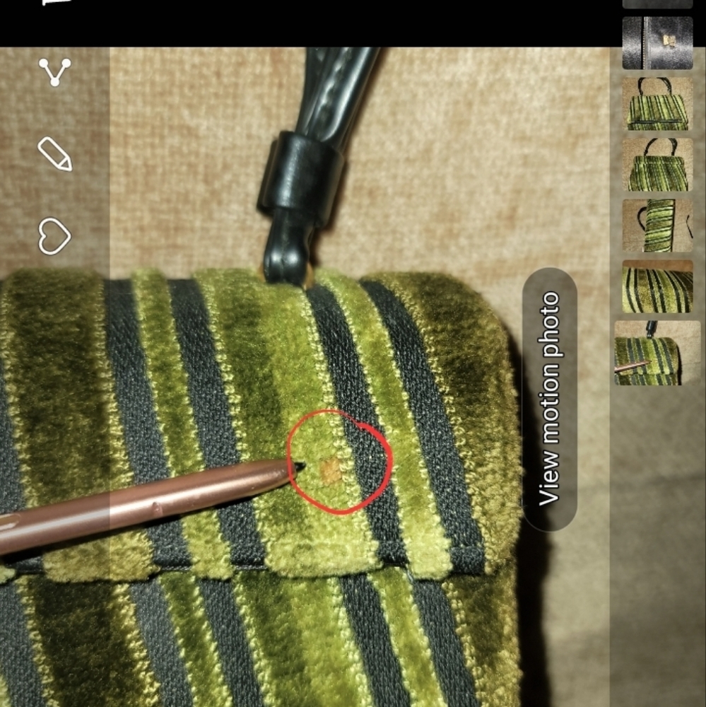 Vintage Crown Lewis Purse 1960's Velour Velvet Earth Tones Vinyl Handles Brass - Picture 10 of 10